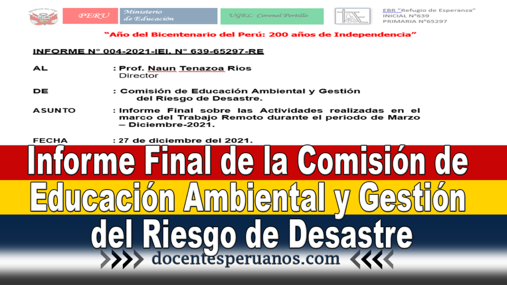 Informe Final de la Comisión de Educación Ambiental y Gestión del Riesgo de Desastre