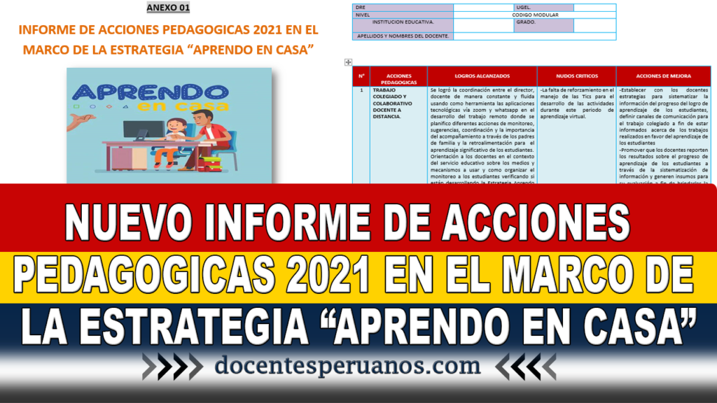 NUEVO INFORME DE ACCIONES PEDAGOGICAS 2021 EN EL MARCO DE LA ESTRATEGIA “APRENDO EN CASA”