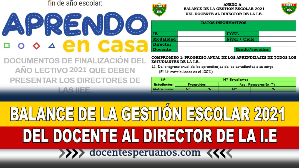 BALANCE DE LA GESTIÓN ESCOLAR 2021 DEL DOCENTE AL DIRECTOR DE LA I.E