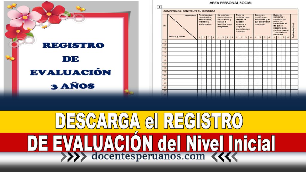 DESCARGA el REGISTRO DE EVALUACIÓN del Nivel Inicial