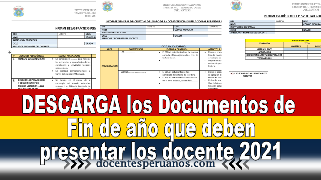 DESCARGA los Documentos de Fin De año que deben presentar los docente 2021