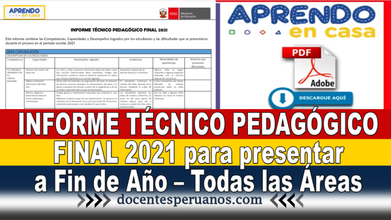 INFORME TÉCNICO PEDAGÓGICO FINAL 2021 Para Presentar A Fin De Año ...