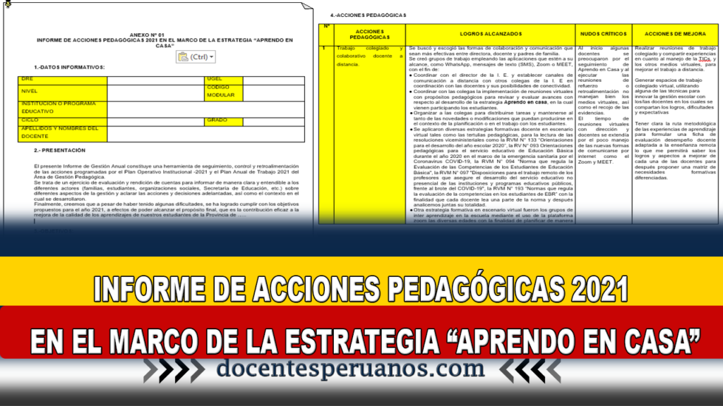 INFORME DE ACCIONES PEDAGÓGICAS 2021 EN EL MARCO DE LA ESTRATEGIA “APRENDO EN CASA”