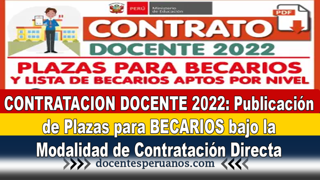 CONTRATACION DOCENTE 2022: Publicación de Plazas para BECARIOS bajo la Modalidad de Contratación Directa