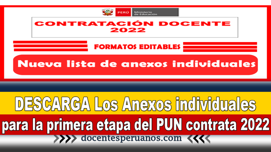 DESCARGA Los Anexos individuales para la primera etapa del PUN contrata 2022