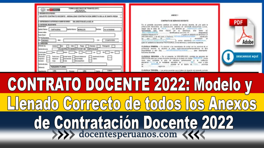 CONTRATO DOCENTE 2022: Modelo y Llenado Correcto de todos los Anexos de Contratación Docente 2022