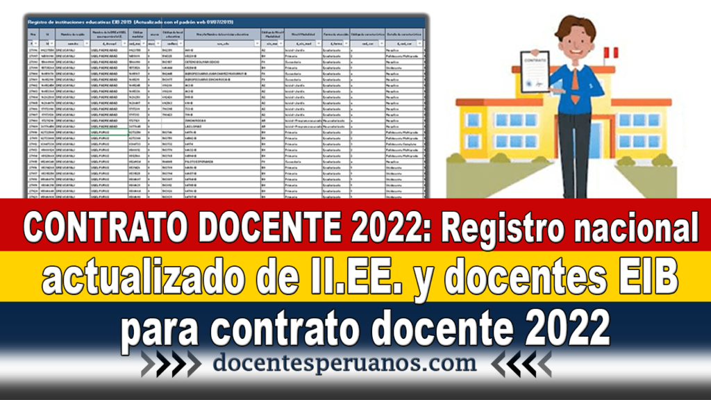 CONTRATO DOCENTE 2022: Registro nacional actualizado de II.EE. y docentes EIB para contrato docente 2022