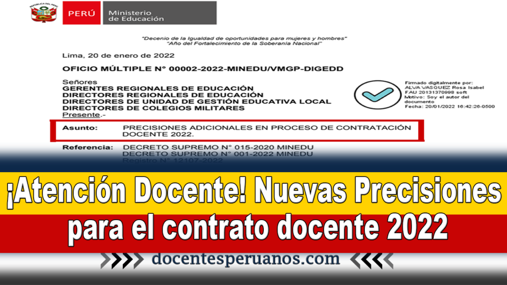 ¡Atención Docente! Nuevas Precisiones para el contrato docente 2022