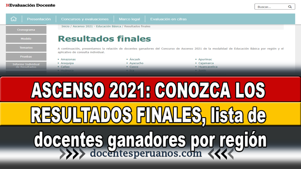 ASCENSO 2021: CONOZCA LOS RESULTADOS FINALES, lista de docentes ganadores por región