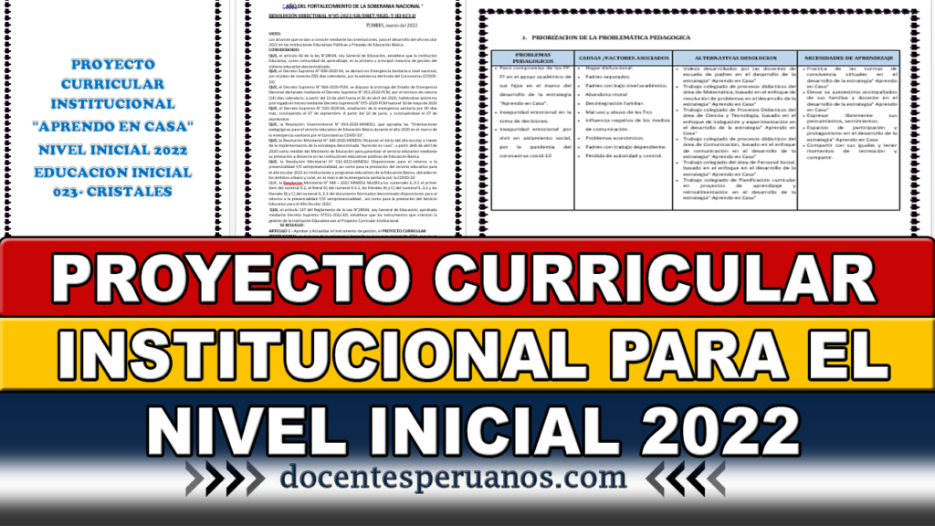 PROYECTO CURRICULAR INSTITUCIONAL PARA EL NIVEL INICIAL 2022