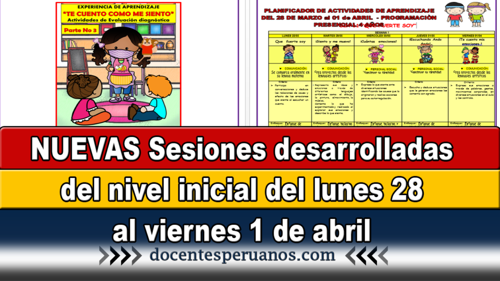 NUEVAS Sesiones desarrolladas del nivel inicial del lunes 28 al viernes 1 de abril