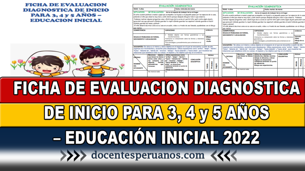 FICHA DE EVALUACION DIAGNOSTICA DE INICIO PARA 3, 4 y 5 AÑOS – EDUCACION INICIAL