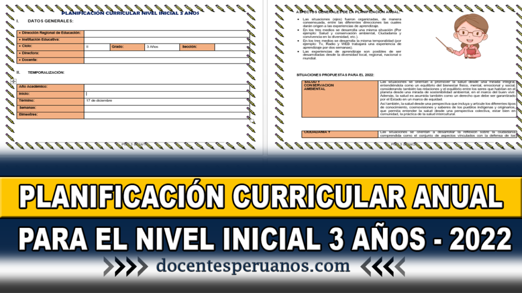 PLANIFICACIÓN CURRICULAR ANUAL PARA EL NIVEL INICIAL 3 AÑOS - 2022