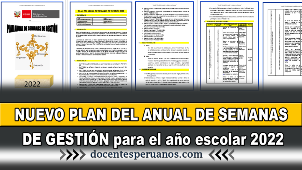 NUEVO PLAN DEL ANUAL DE SEMANAS DE GESTIÓN para el año escolar 2022