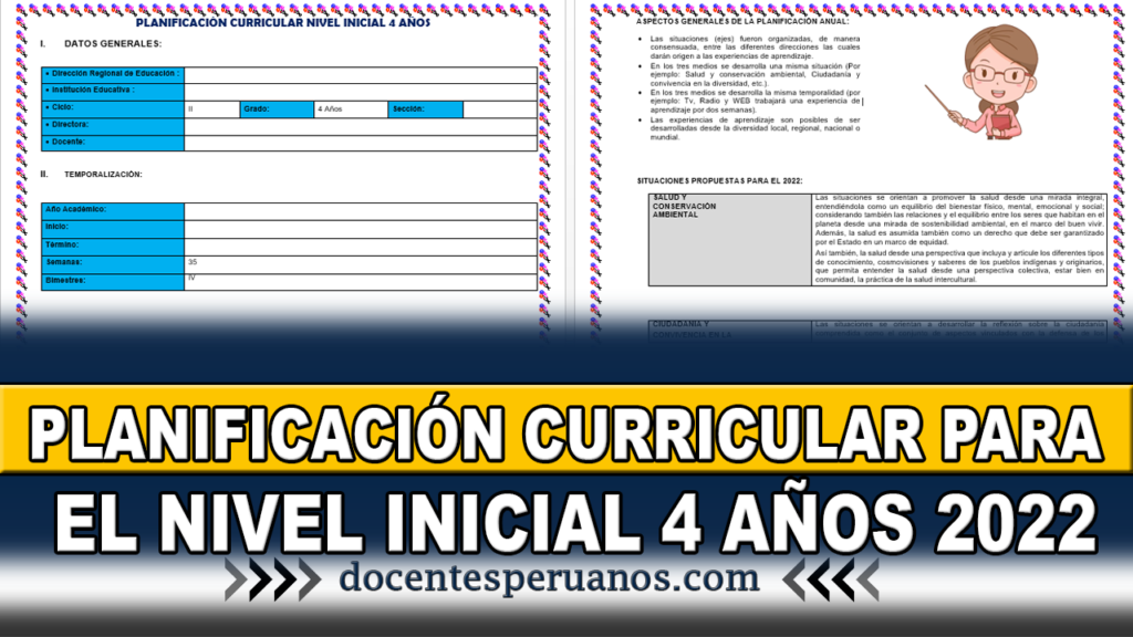 PLANIFICACIÓN CURRICULAR PARA EL NIVEL INICIAL 4 AÑOS 2022