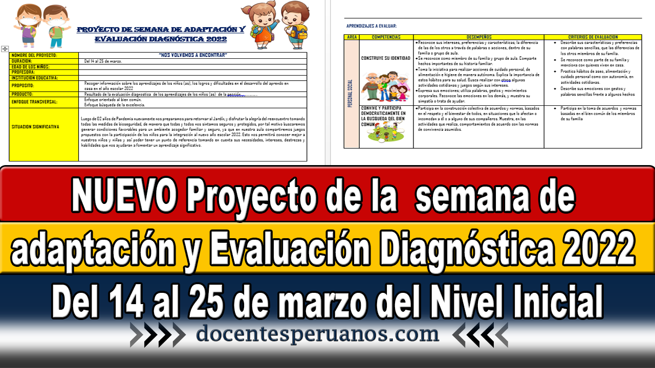 Nuevo Proyecto De La Semana De Adaptación Y Evaluación Diagnóstica 2022