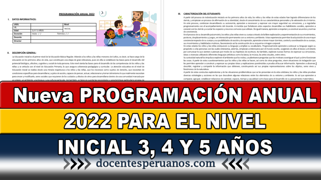 Nueva PROGRAMACIÓN ANUAL 2022 PARA EL NIVEL INICIAL 3, 4 Y 5 AÑOS