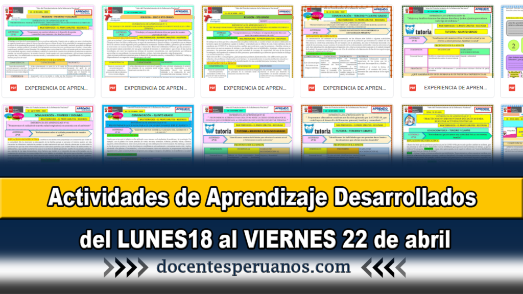 Actividades de Aprendizaje Desarrollados del LUNES18 al VIERNES 22 de abril