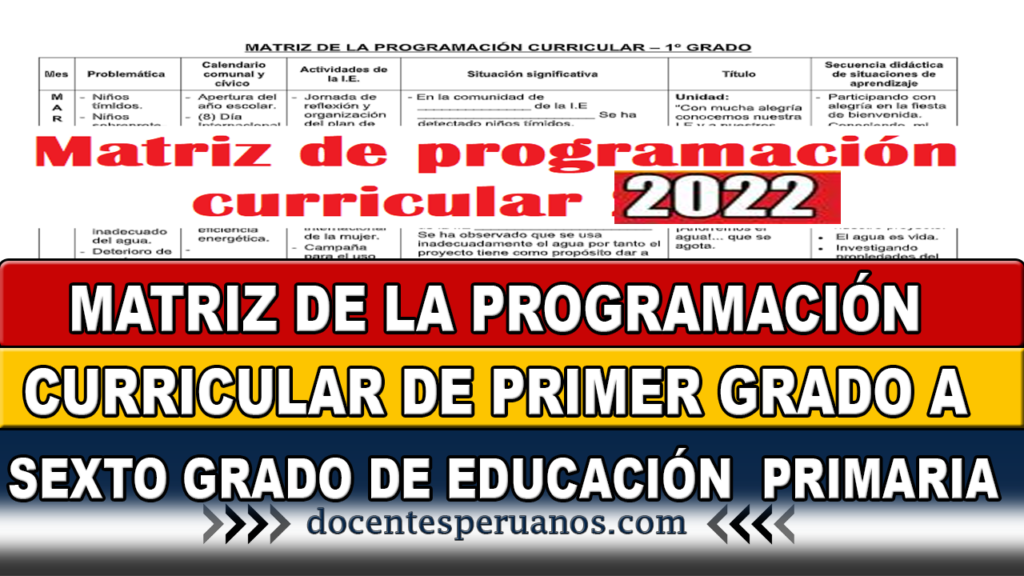 MATRIZ DE LA PROGRAMACIÓN CURRICULAR DE PRIMER GRADO A SEXTO GRADO DE EDUCACIÓN PRIMARIA