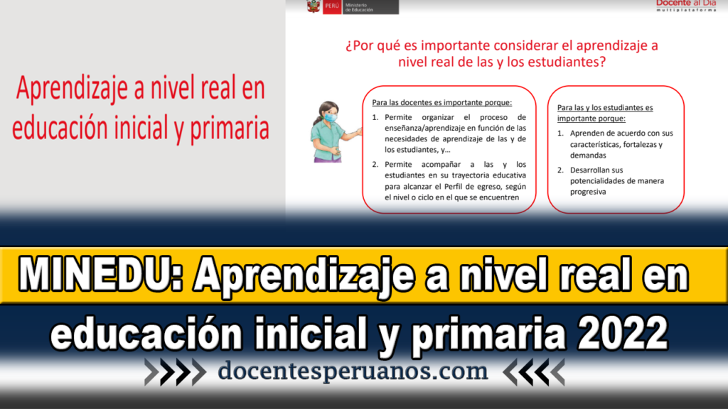 MINEDU: Aprendizaje a nivel real en educación inicial y primaria 2022