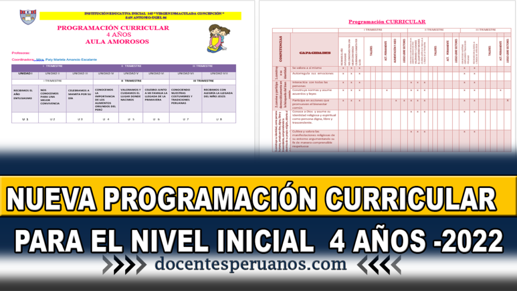 NUEVA PROGRAMACIÓN CURRICULAR PARA EL NIVEL INICIAL 4 AÑOS -2022