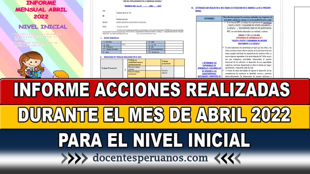 INFORME ACCIONES REALIZADAS DURANTE EL MES DE ABRIL 2022 PARA EL NIVEL INICIAL