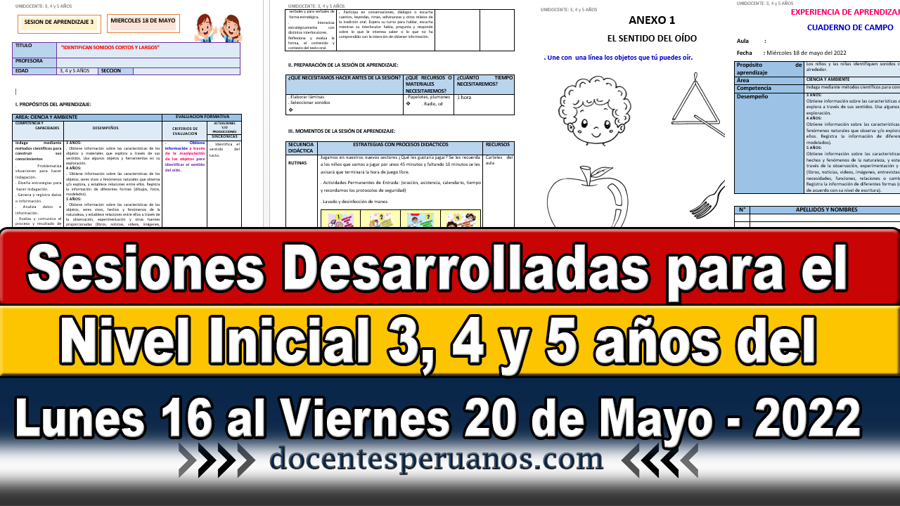 Sesiones Desarrolladas Para El Nivel Inicial 3 4 Y 5 Años Del Lunes 16 Al Viernes 20 De Mayo 2022 