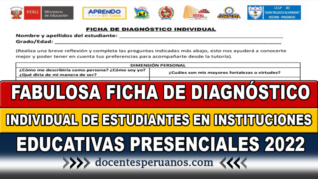 FABULOSA FICHA DE DIAGNÓSTICO INDIVIDUAL DE ESTUDIANTES EN INSTITUCIONES EDUCATIVAS PRESENCIALES 2022