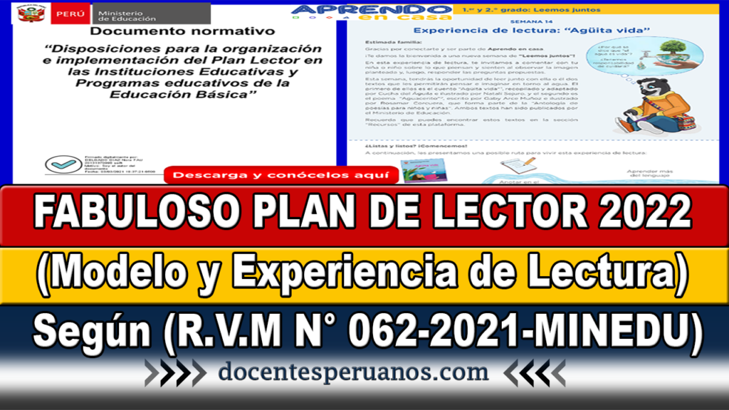 FABULOSO PLAN DE LECTOR 2022 (Modelo y Experiencia de Lectura) Según (R.V.M N° 062-2021-MINEDU)