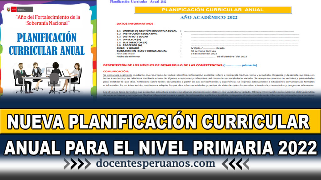 NUEVA PLANIFICACIÓN CURRICULAR ANUAL PARA EL NIVEL PRIMARIA 2022