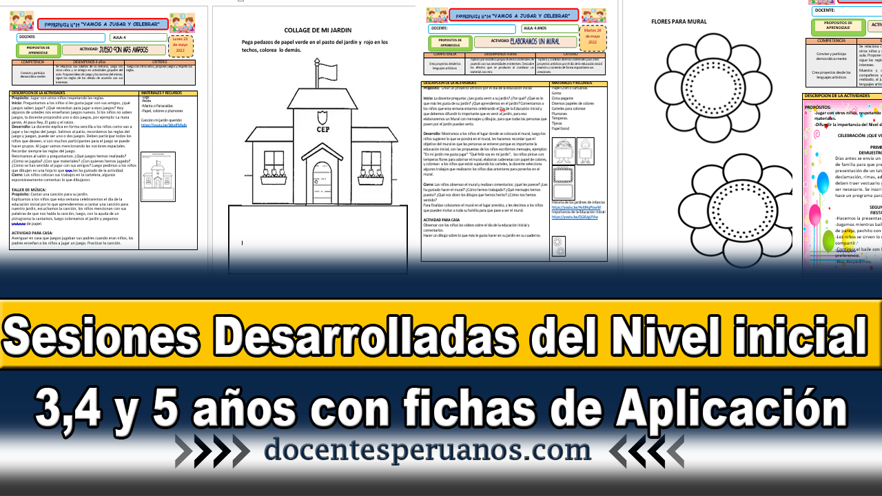 Sesiones Desarrolladas Del Nivel Inicial 3,4 Y 5 Años Con Fichas De ...