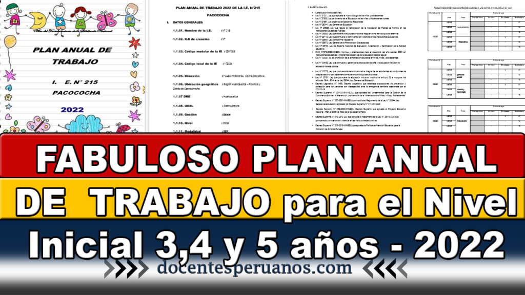 FABULOSO PLAN ANUAL DE TRABAJO para el Nivel Inicial 3,4 y 5 años - 2022