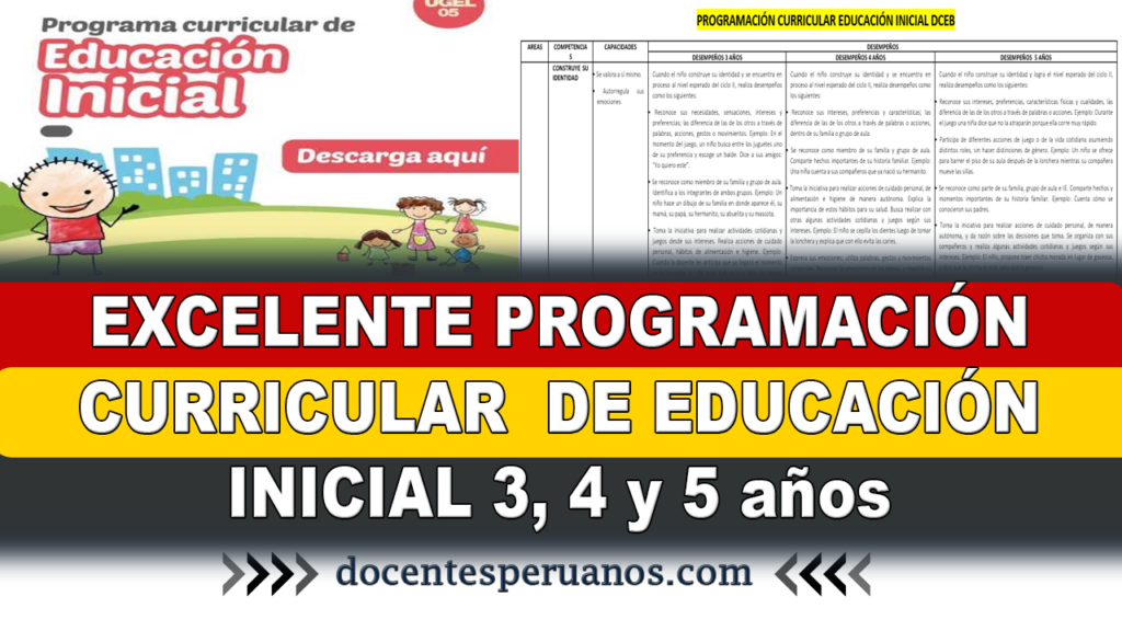 EXCELENTE PROGRAMACIÓN CURRICULAR DE EDUCACIÓN INICIAL 3, 4 y 5 años