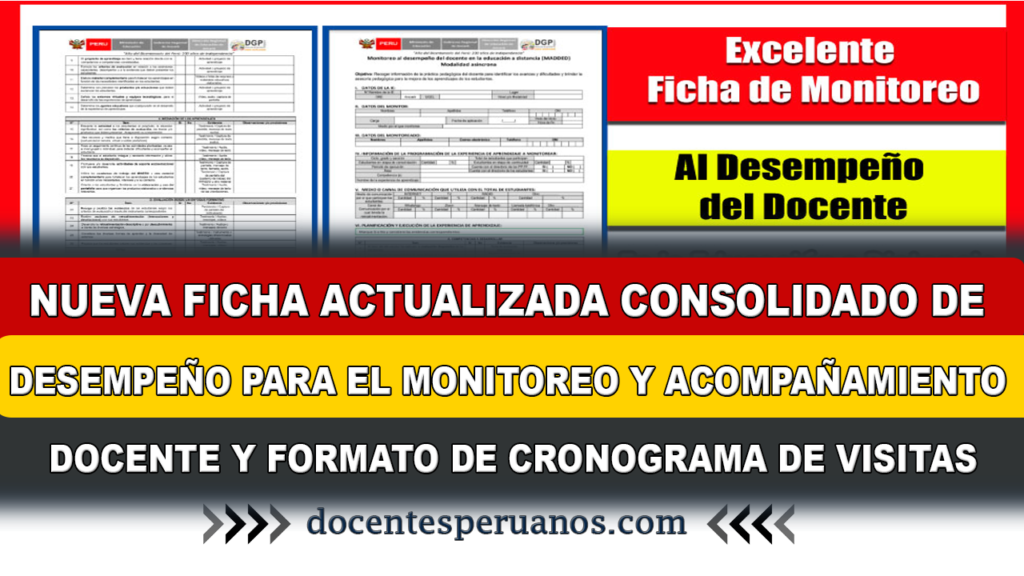 NUEVA FICHA ACTUALIZADA CONSOLIDADO DE DESEMPEÑO PARA EL MONITOREO Y ACOMPAÑAMIENTO DOCENTE Y FORMATO DE CRONOGRAMA DE VISITAS