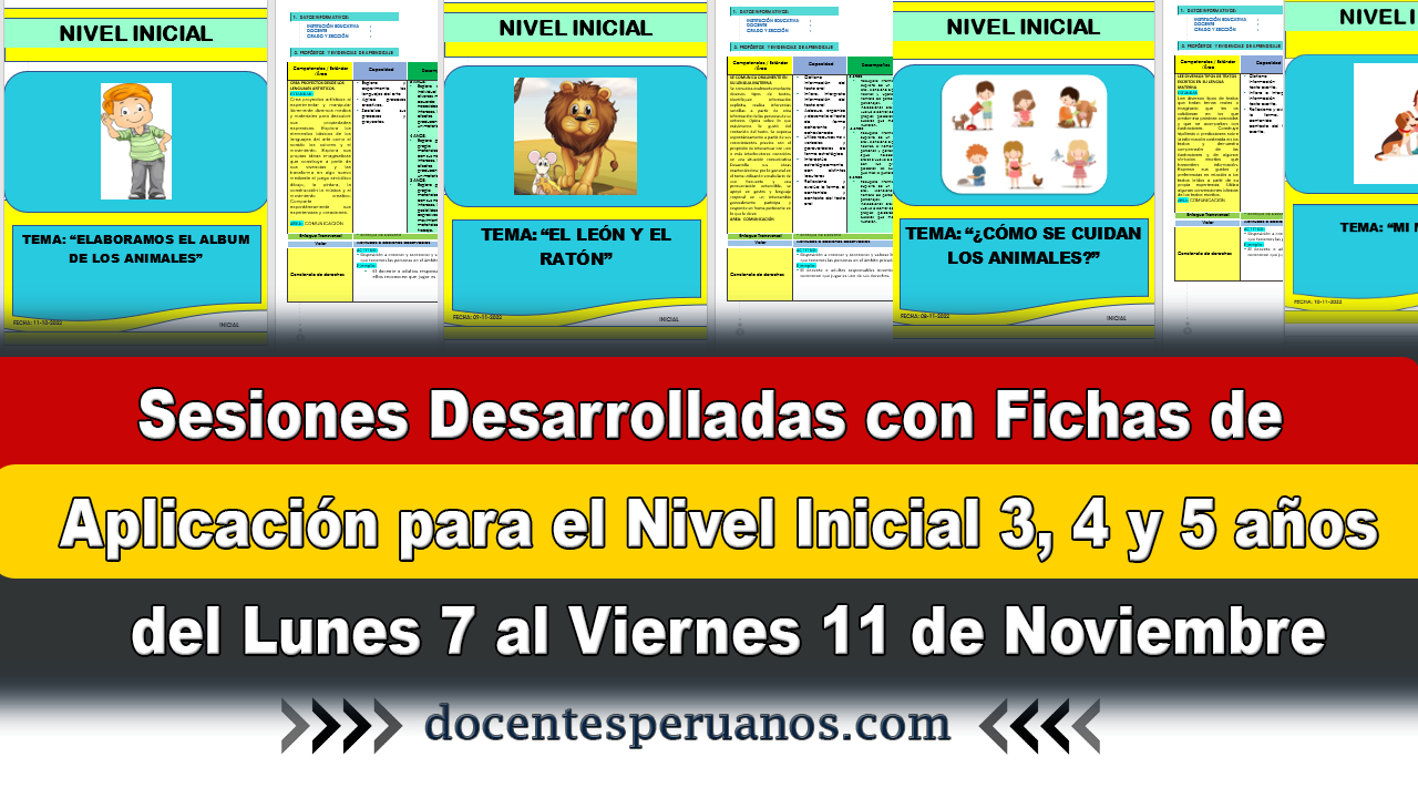 Sesiones Desarrolladas Con Fichas De Aplicación Para El Nivel Inicial 3 ...