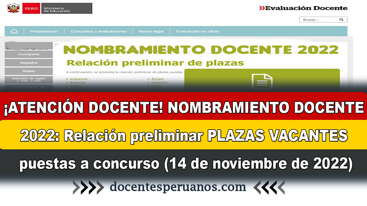 ¡ATENCIÓN DOCENTE! NOMBRAMIENTO DOCENTE 2022: Relación Preliminar ...