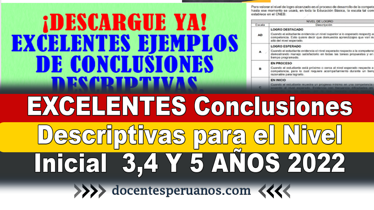 EXCELENTES Conclusiones Descriptivas Para El Nivel Inicial 3,4 Y 5 AÑOS ...