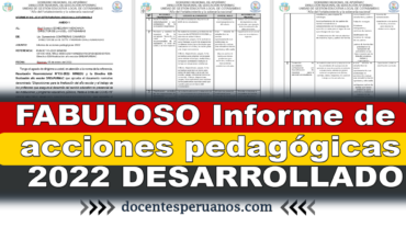 FABULOSO Informe De Acciones Pedagógicas 2022 DESARROLLADO