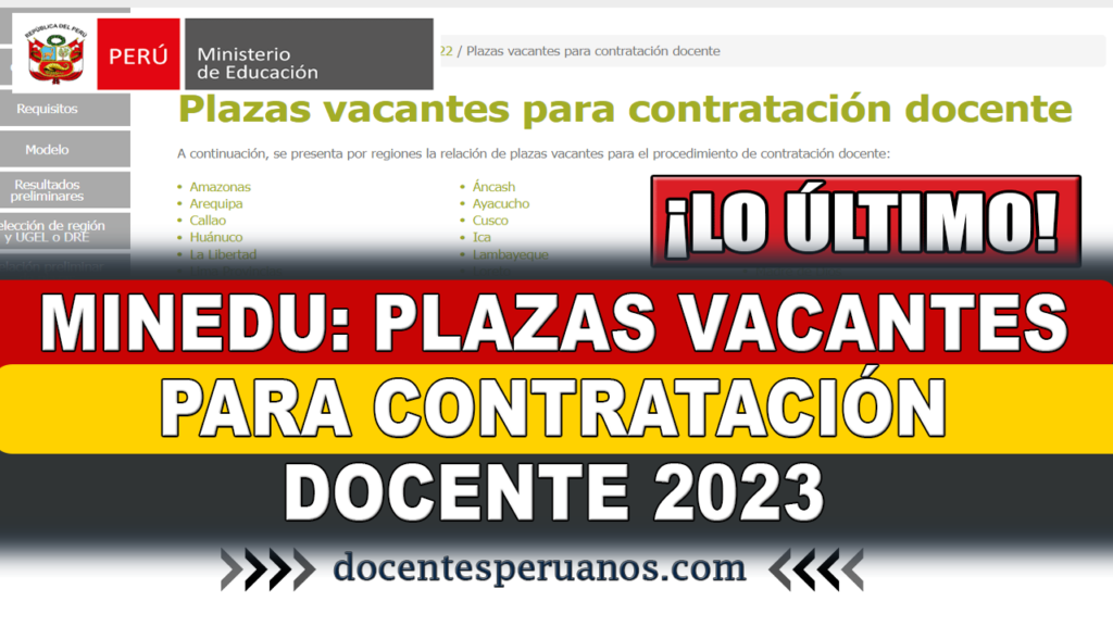 Minedu Plazas Vacantes Para ContrataciÓn Docente 2023 6634