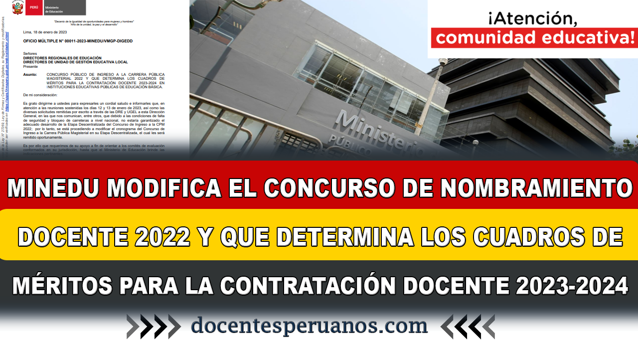 MINEDU MODIFICA EL CONCURSO DE NOMBRAMIENTO DOCENTE 2022 Y QUE ...