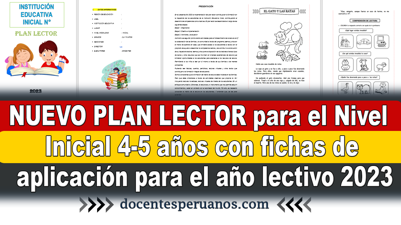 Nuevo Plan Lector Para El Nivel Inicial A Os Con Fichas De Aplicaci N Para El A O Lectivo