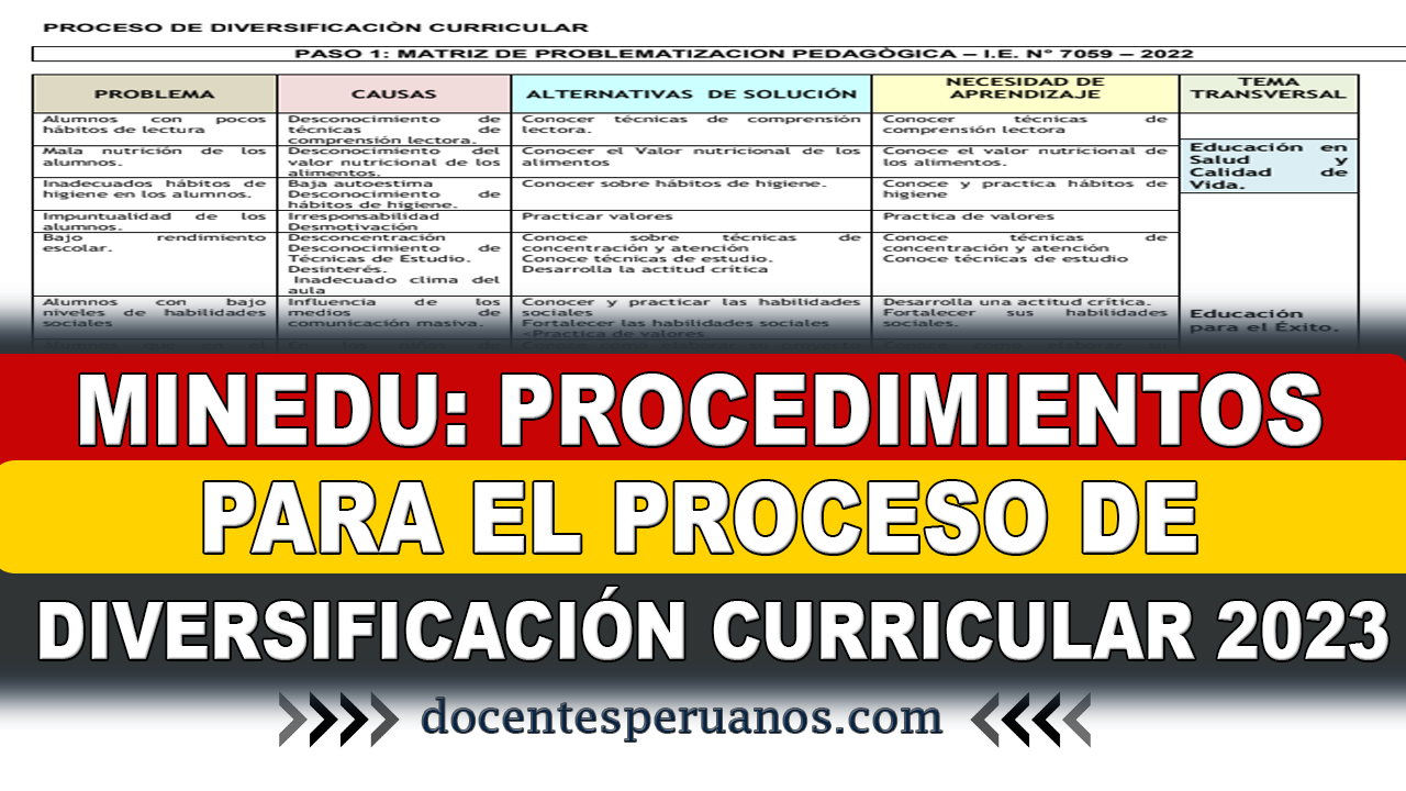 Minedu Procedimientos Para El Proceso De DiversificaciÓn Curricular 2023 8244