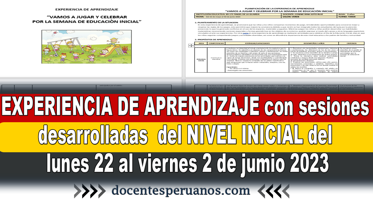 Experiencia De Aprendizaje Con Sesiones Desarrolladas Del Nivel Inicial Del Lunes 22 Al Viernes 4566