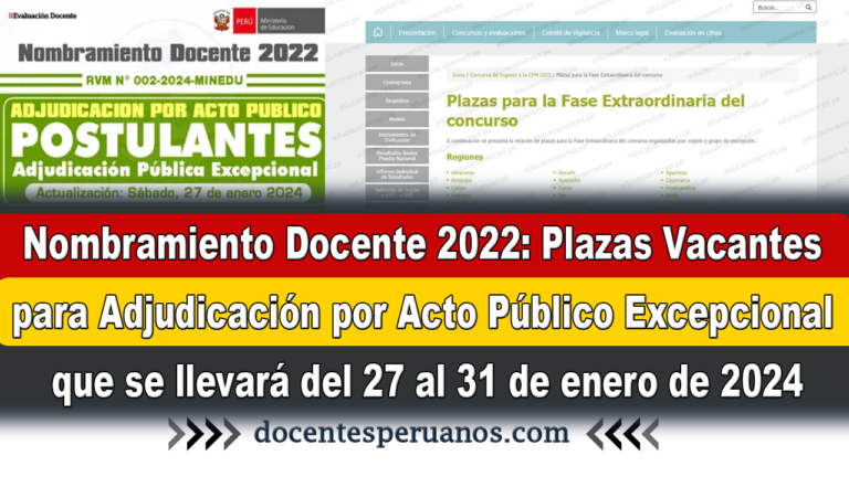 Nombramiento Docente 2022: Plazas Vacantes Para Adjudicación Por Acto ...