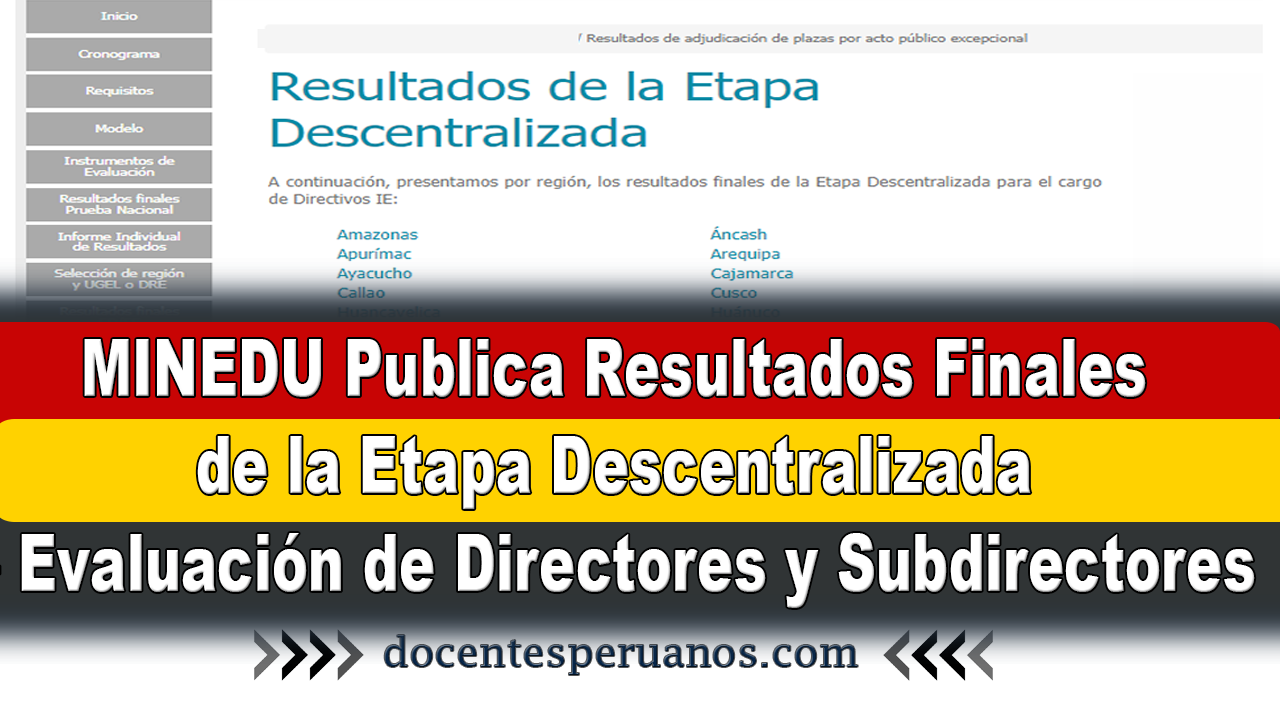 MINEDU Publica Resultados Finales De La Etapa Descentralizada ...